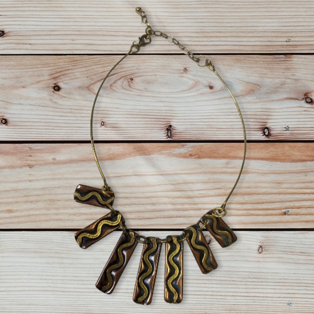 #42 Handmade copper and brass tribal style necklace